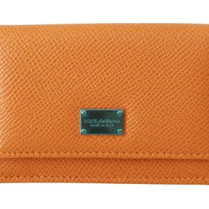 DG Orange Leather Trifold Continental Logo Clutch Wallet