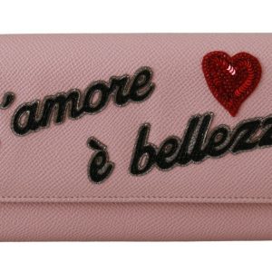 DG Pink Leather L'amore Bifold Continental Clutch Wallet