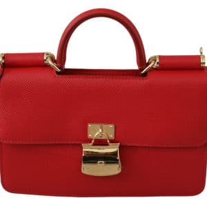 DG Red Gold Padlock Sling Phone Clutch Leather Sicily Bag