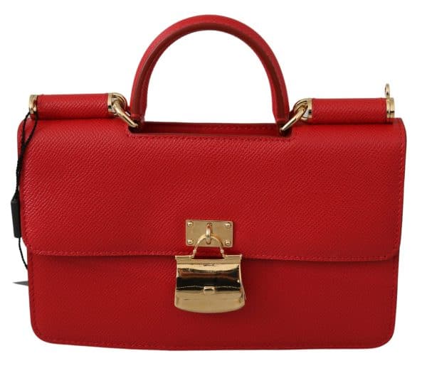 DG Red Gold Padlock Sling Phone Clutch Leather Sicily Bag